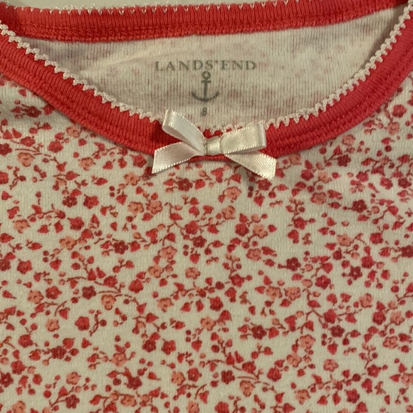 Lands’ End Girls Floral Pajamas Pink & White Size 8 - Picture 2 of 5